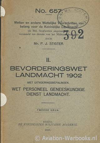 No. 657 Bevorderingswet Landmacht 1902 met uitzonderingsbepalingen
