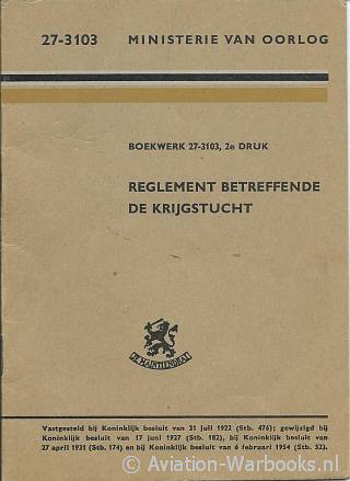 27-3103 Reglement betreffende de Krijgstucht